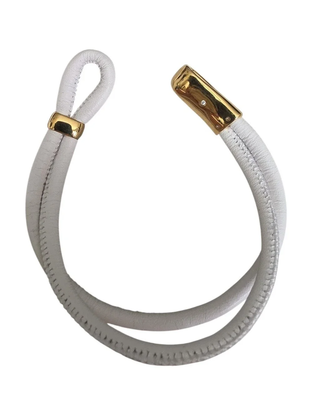 Michael Kors White Leather Double-Wrap Bracelet with Gold Hardware